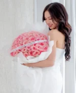 ช่อดอกกุหลาบสีชมพู 50 ดอก